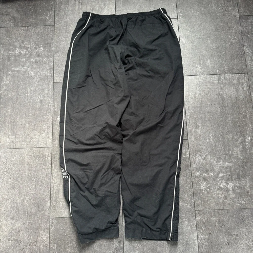 Vintage Nike Mens Track Pants Black White Side Stripe Swoosh Large RN56323